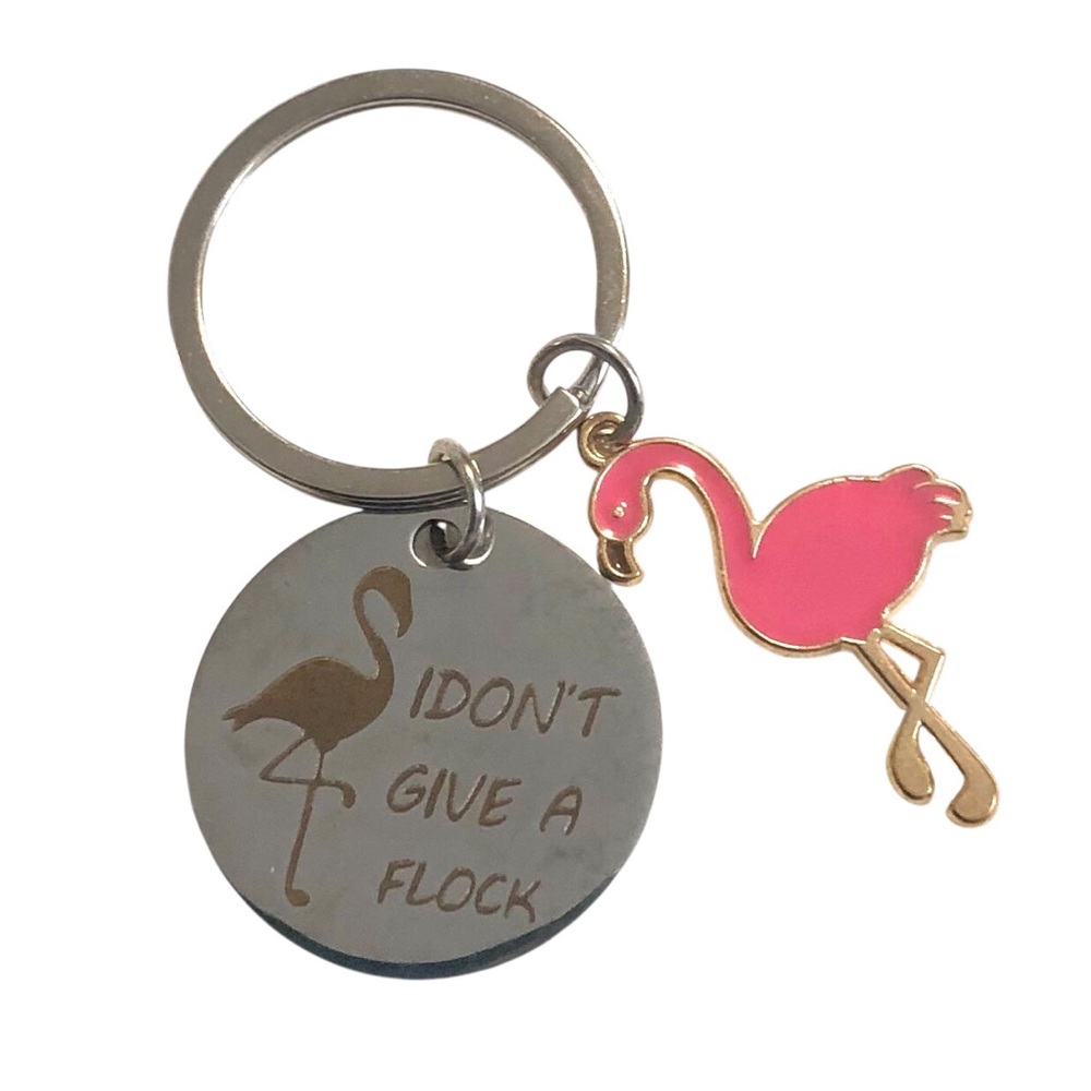 Pink Flamingo Keychain – “I Don't Give a Flock” Charm